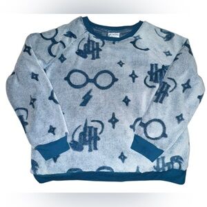 🪄 Harry Potter Wizarding World Fleece Sweatshirt – Blue/Grey – M (Fits M–L) SOFT